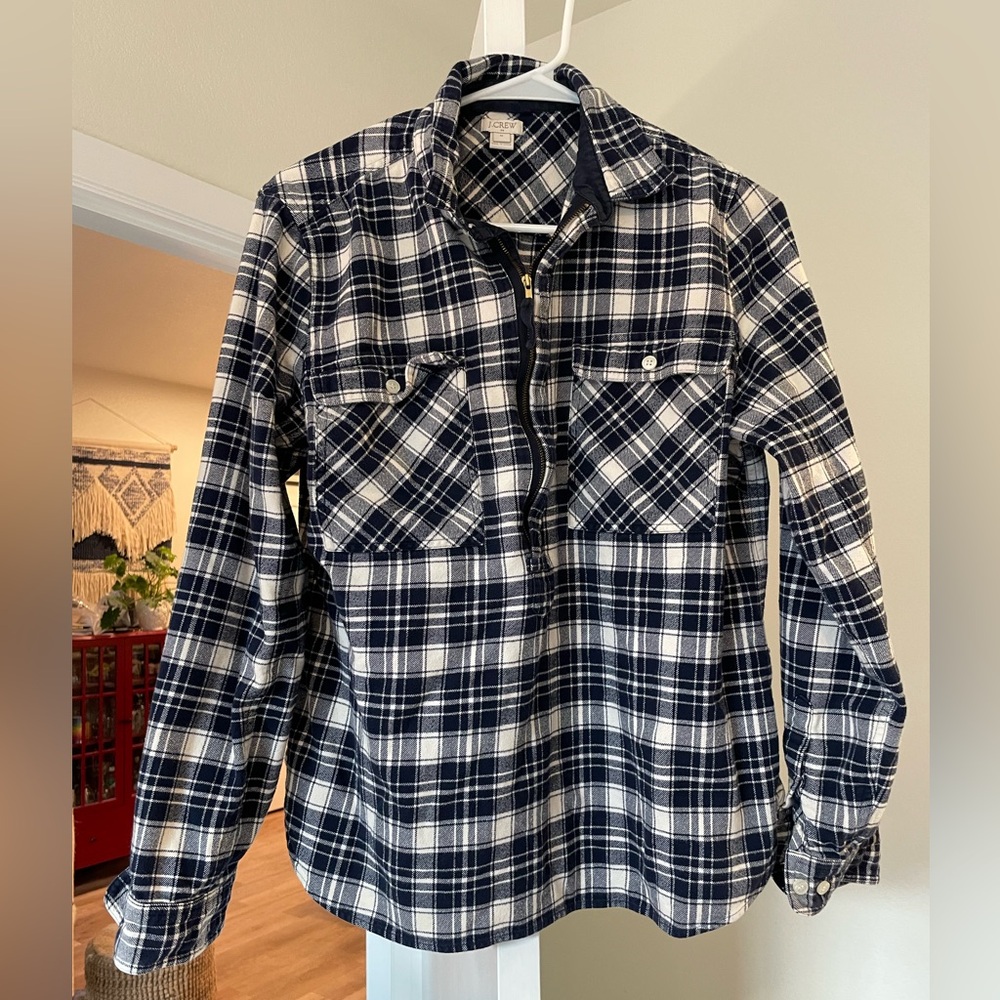 J Crew Flannel Half Zip-up